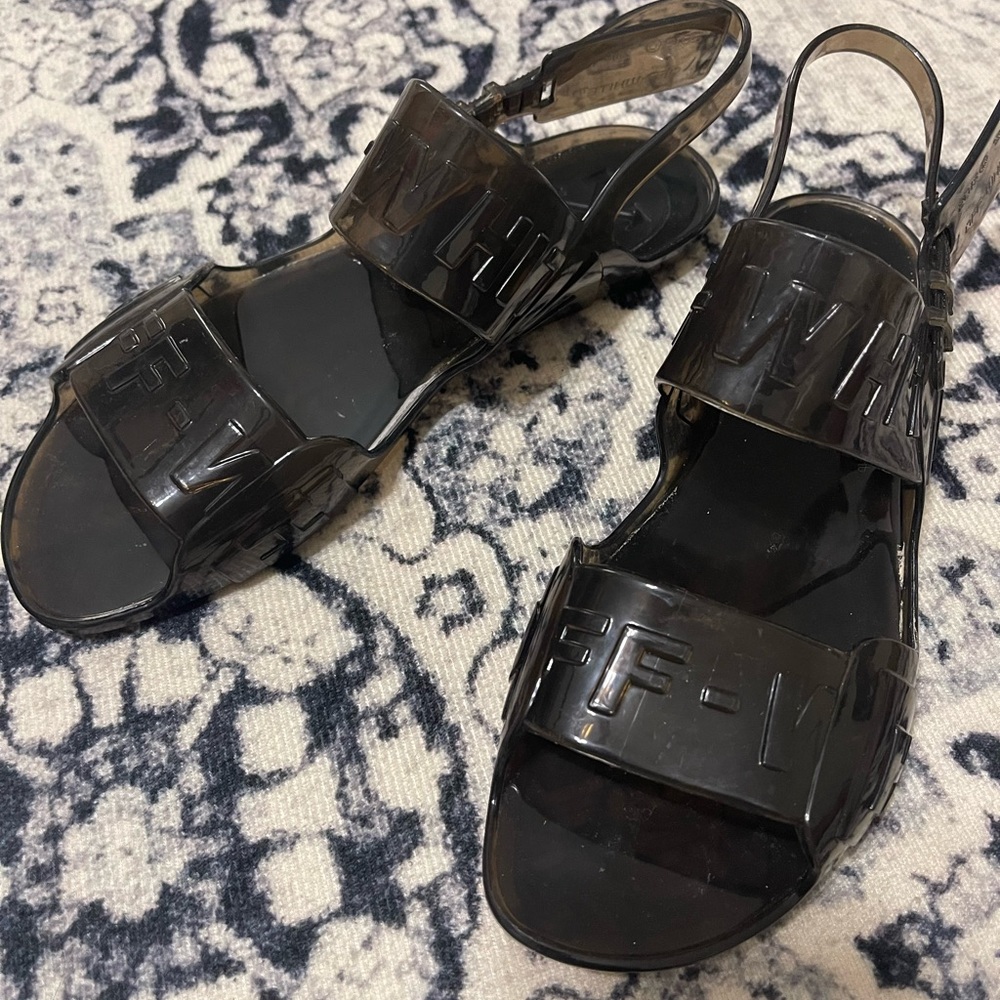 Off-White Black Transparent Sandals